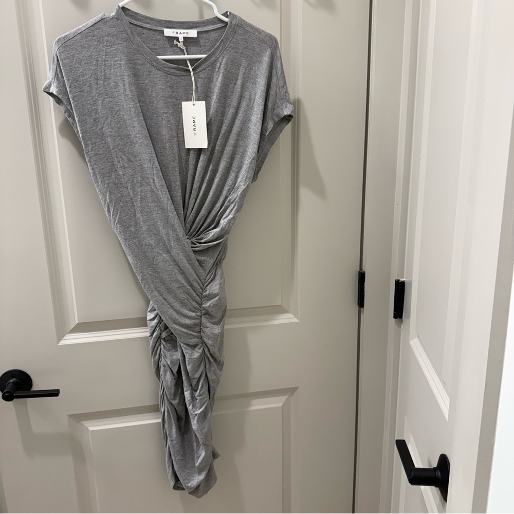 Frame Shirred Muscle Dress XS Gris/Gray Heather NWT Retail $275